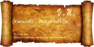 Vancsó Malakiás névjegykártya